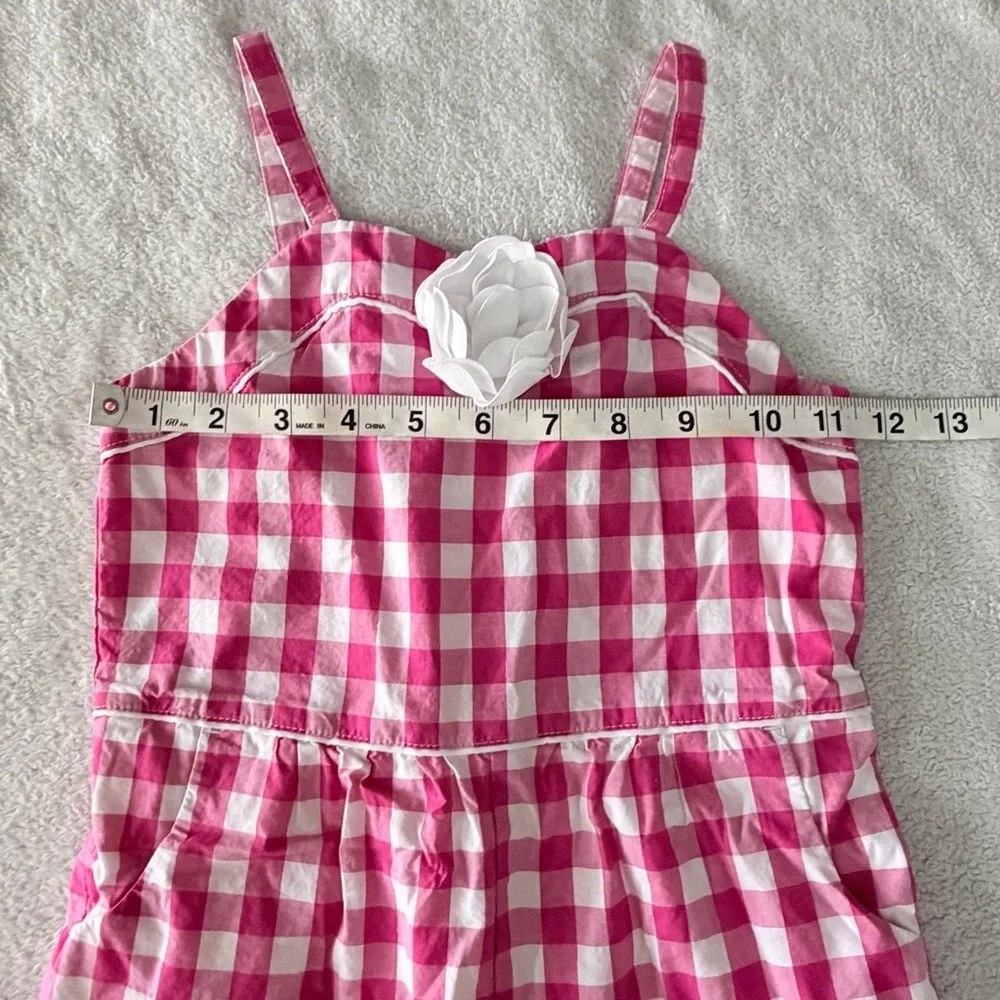 Janie and Jack | Pink Gingham Rosette Romper | Size 5